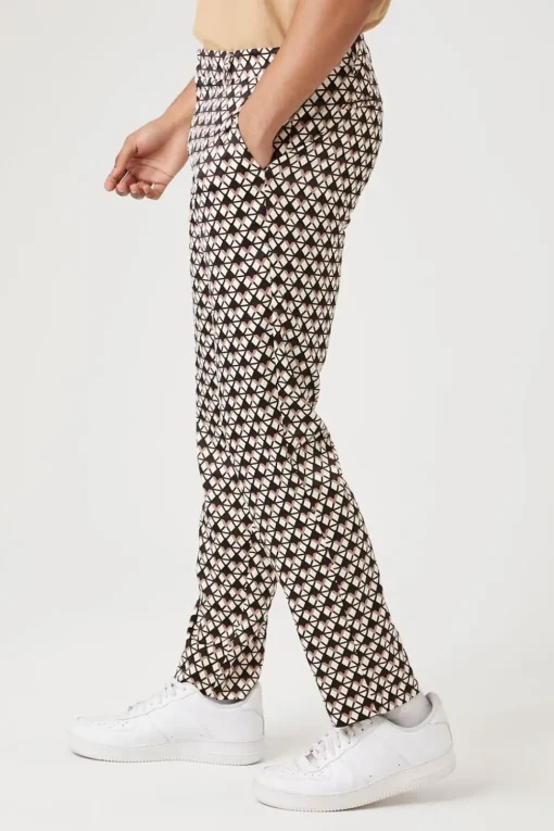 Geo Print Slim-Leg Pants