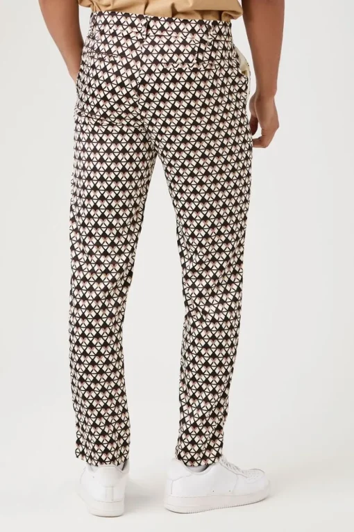 Geo Print Slim-Leg Pants