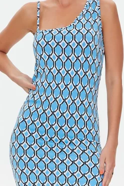 Geo Print Slit Midi Dress