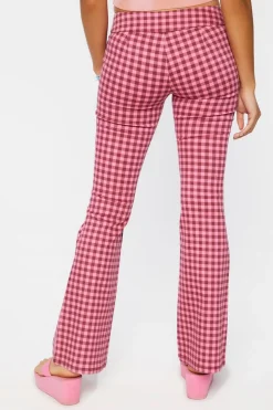 Gingham Low-Rise Flare Pants