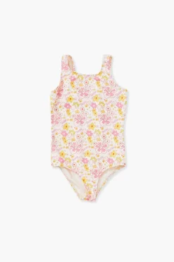 Girls Barbie® Floral One-Piece Swimsuit (Kids)