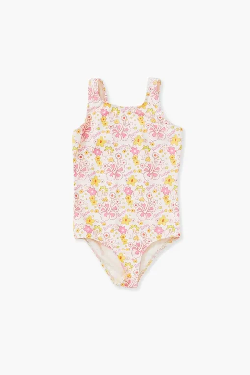 Girls Barbie® Floral One-Piece Swimsuit (Kids)