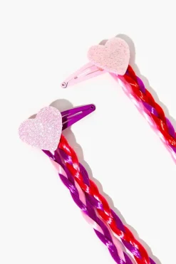 Girls Braided Hair Heart Snap Clip Set (Kids)