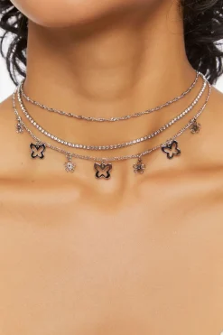 Girls Butterfly Charm Necklace Set (Kids)