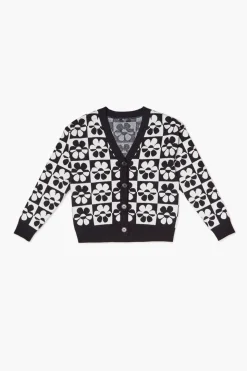 Girls Checkered Floral Cardigan Sweater (Kids)