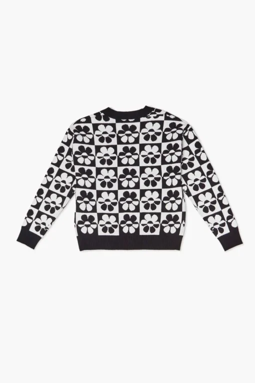 Girls Checkered Floral Cardigan Sweater (Kids)