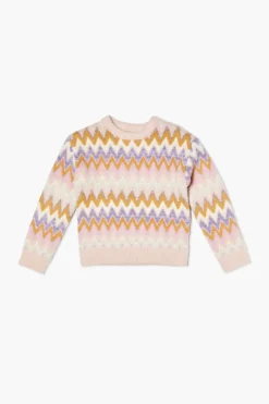 Girls Chevron Fuzzy-Knit Sweater (Kids)