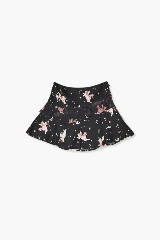 Girls Cupid Print Skater Skirt (Kids)