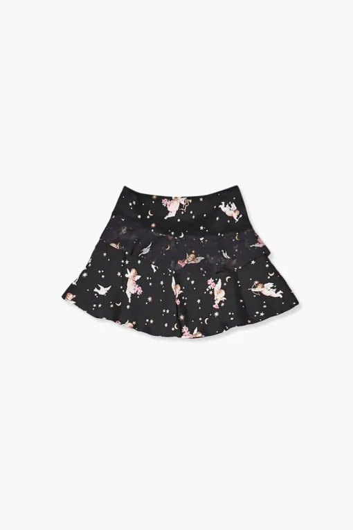 Girls Cupid Print Skater Skirt (Kids)