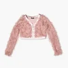 Girls Faux Feather Open-Front Jacket (Kids)