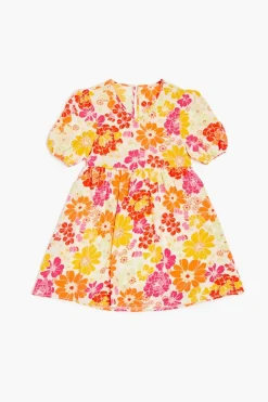 Girls Floral Puff-Sleeve Dress (Kids)