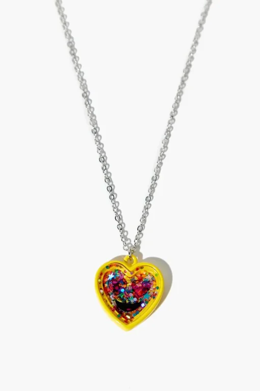 Girls Glitter Heart Necklace (Kids)