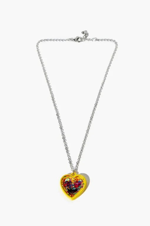 Girls Glitter Heart Necklace (Kids)