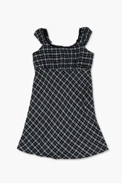 Girls Plaid Cap-Sleeve Dress (Kids)