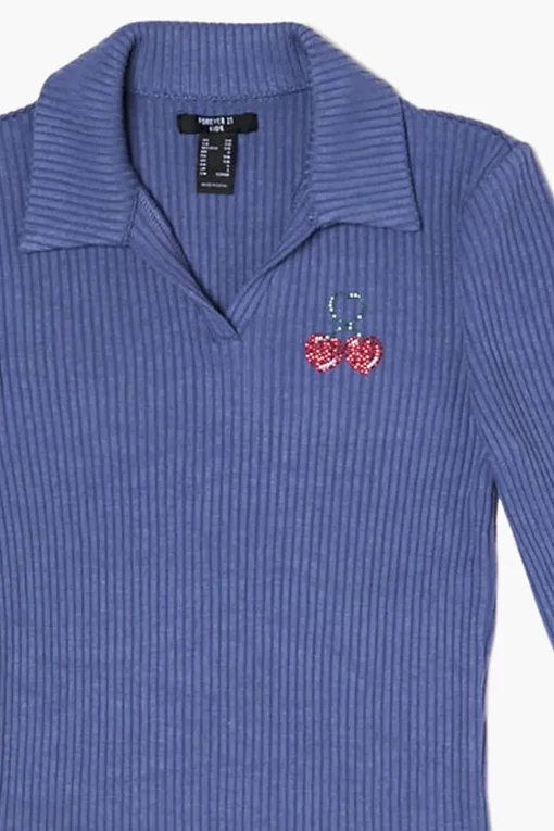 Girls Ribbed Cherry Top (Kids)