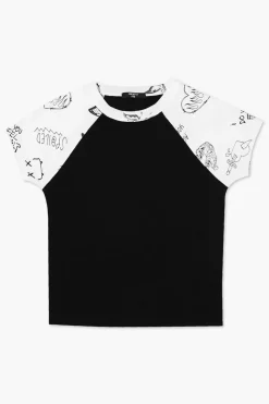 Girls Ribbed Graphic Raglan Tee (Kids)