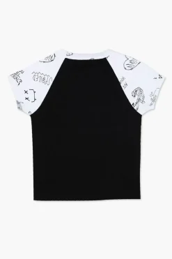Girls Ribbed Graphic Raglan Tee (Kids)