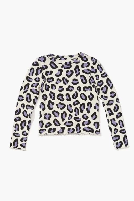 Girls Ribbed Leopard Tee (Kids)