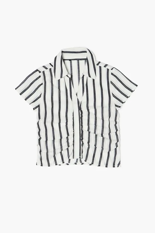 Girls Ruched Striped Shirt (Kids)