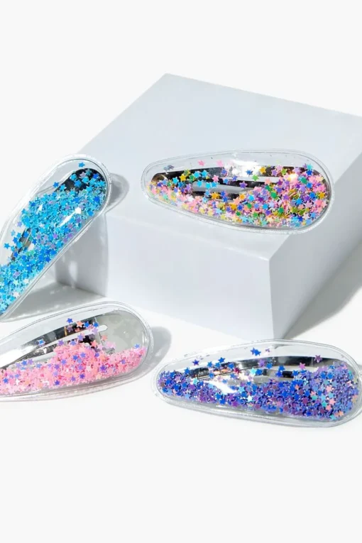 Girls Star Confetti Snap Hair Clip Set (Kids)