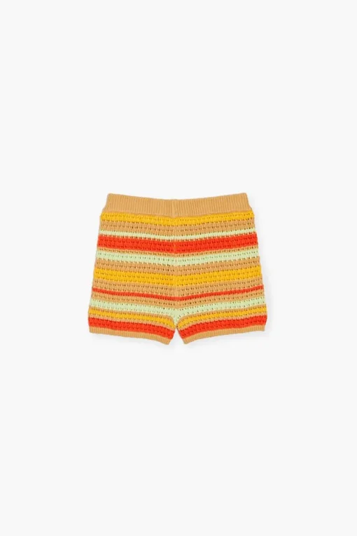 Girls Striped Crochet Shorts (Kids)