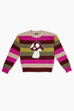Girls Striped Mushroom Graphic Sweater (Kids)
