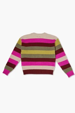 Girls Striped Mushroom Graphic Sweater (Kids)