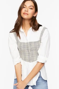 Glen Plaid Bustier Crop Top