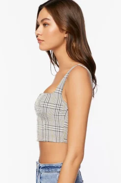Glen Plaid Bustier Crop Top