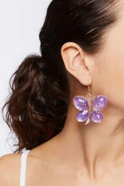 Glitter Butterfly Drop Earrings