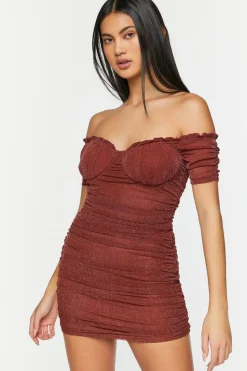 Glitter Knit Off-The-Shoulder Mini Dress