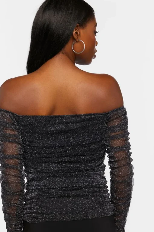 Glitter Knit Off-The-Shoulder Top