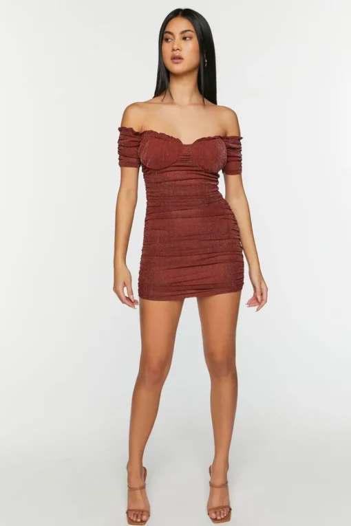 Glitter Knit Off-The-Shoulder Mini Dress