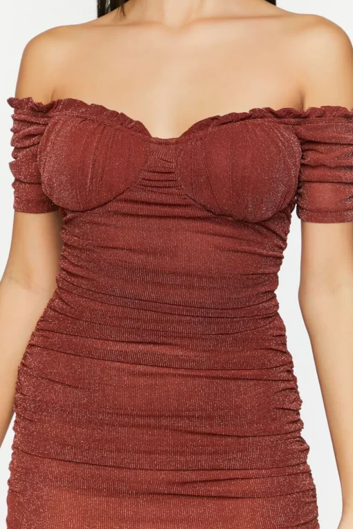Glitter Knit Off-The-Shoulder Mini Dress