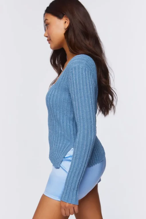 Glitter Knit Square Neck Sweater