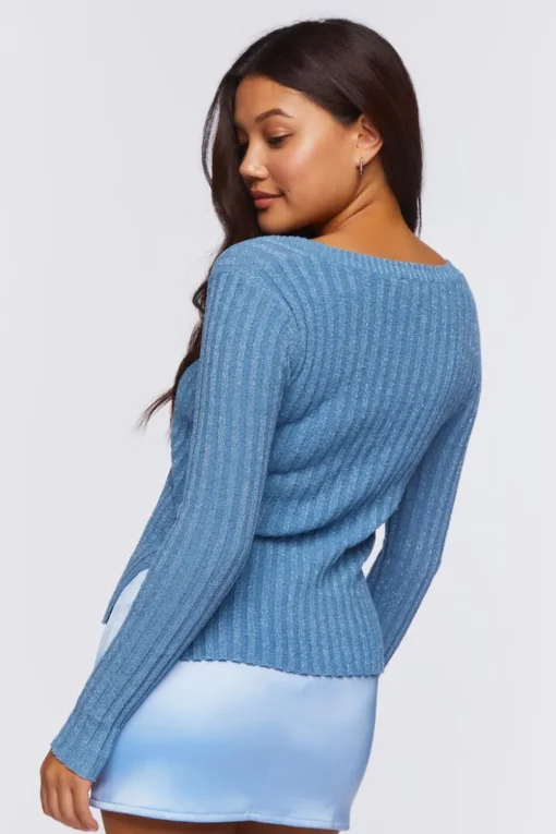 Glitter Knit Square Neck Sweater