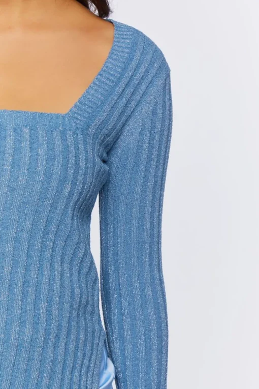 Glitter Knit Square Neck Sweater