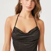 Glitter-Knit Halter Swim Top