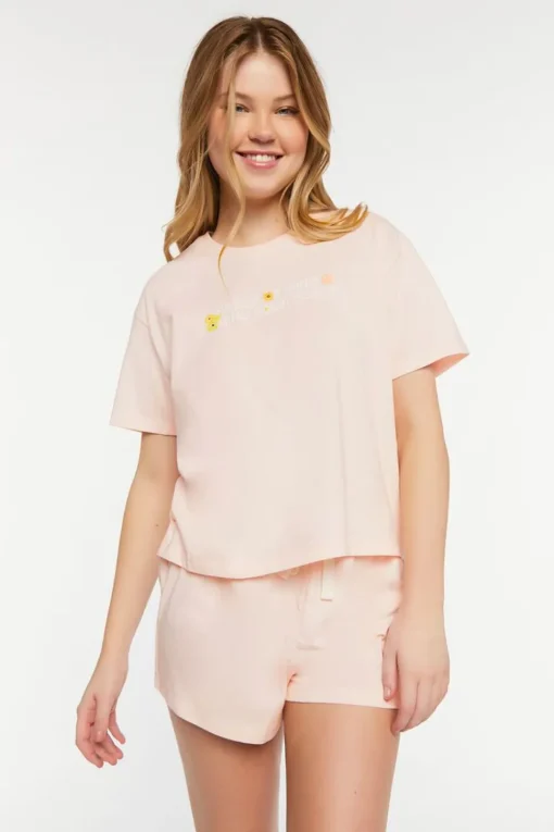 Graphic Tee & Shorts Pajama Set