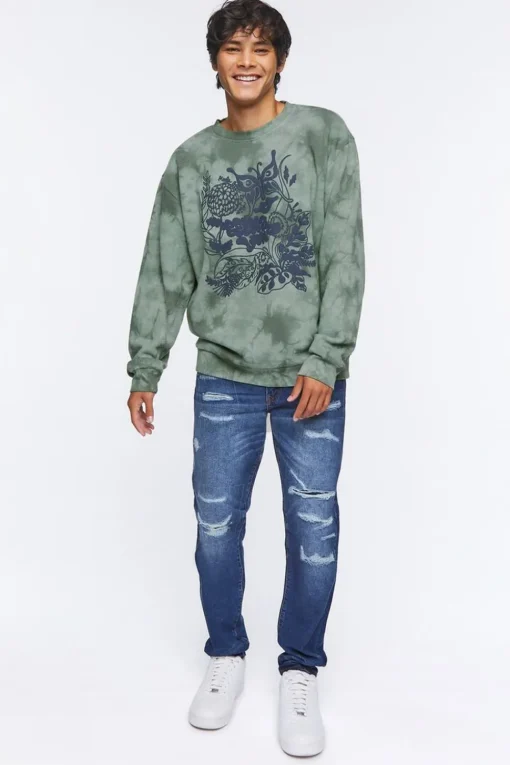 Graphic Tie-Dye Fleece Pullover