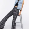 Grid Plaid Flare Pants