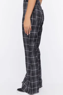 Grid Plaid Flare Pants