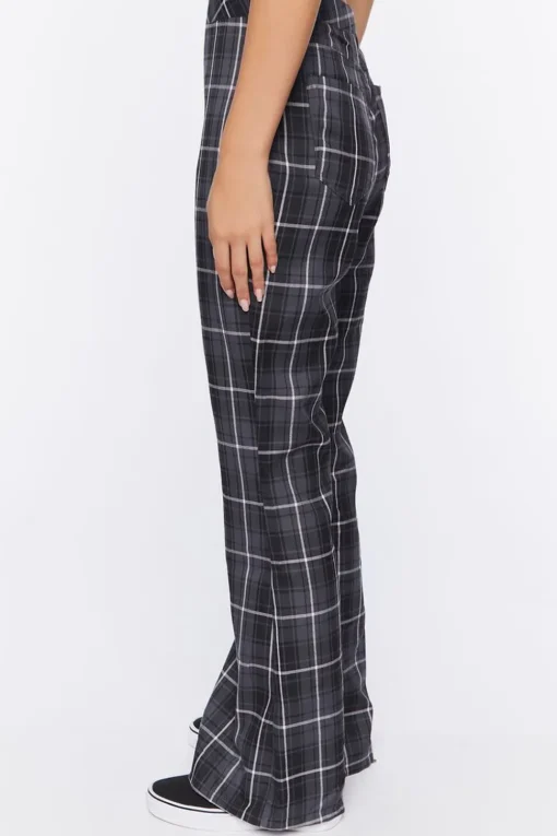 Grid Plaid Flare Pants