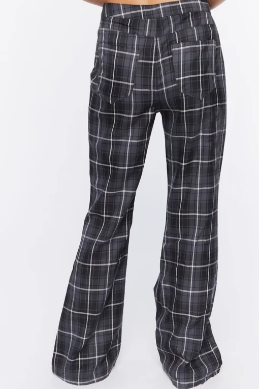 Grid Plaid Flare Pants
