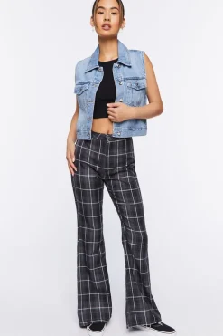 Grid Plaid Flare Pants