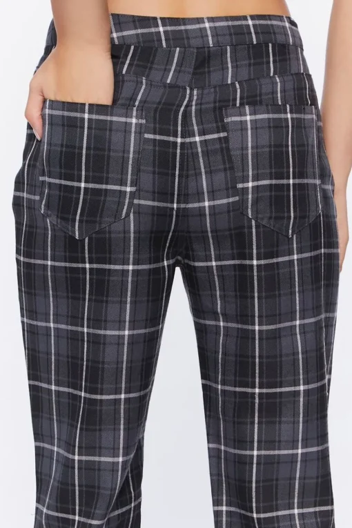 Grid Plaid Flare Pants