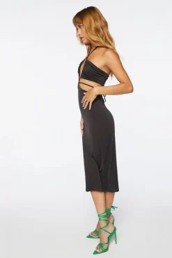 Halter Midi Bodycon Dress
