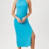 Halter Midi Slit Dress