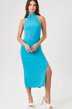 Halter Midi Slit Dress