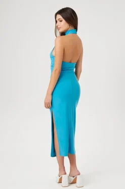 Halter Midi Slit Dress